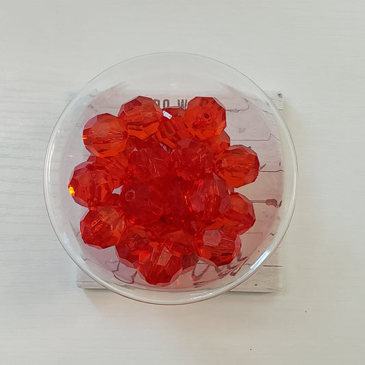 20mm Facet Acrylic Red Bead