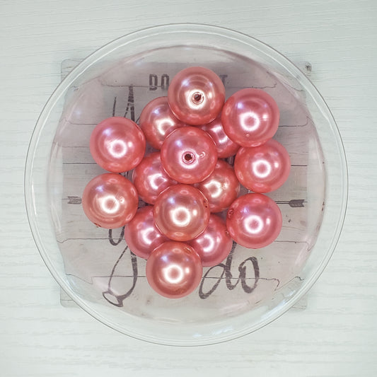 20mm Solid Acrylic Pink Shiney Bead