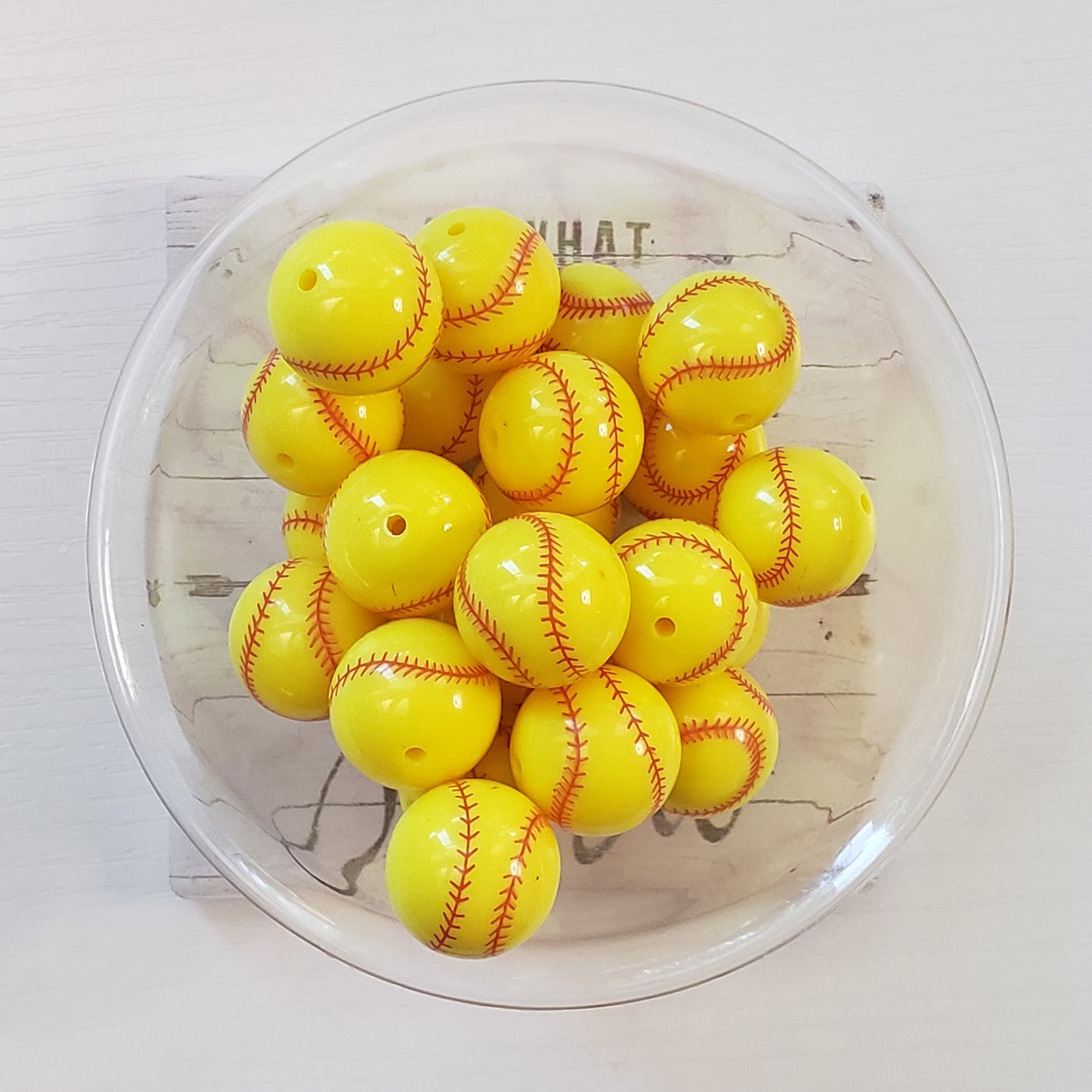 20mm Printed Acrylic Softball Bead