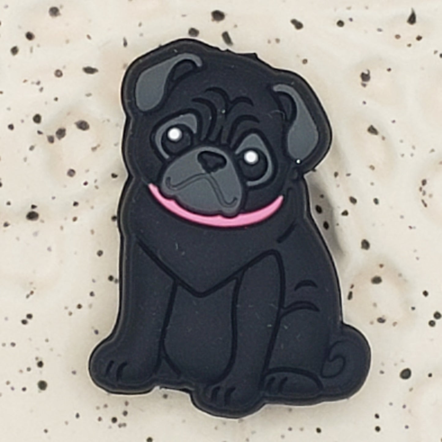 Animal - Dog - Pug Black Silicone Focal