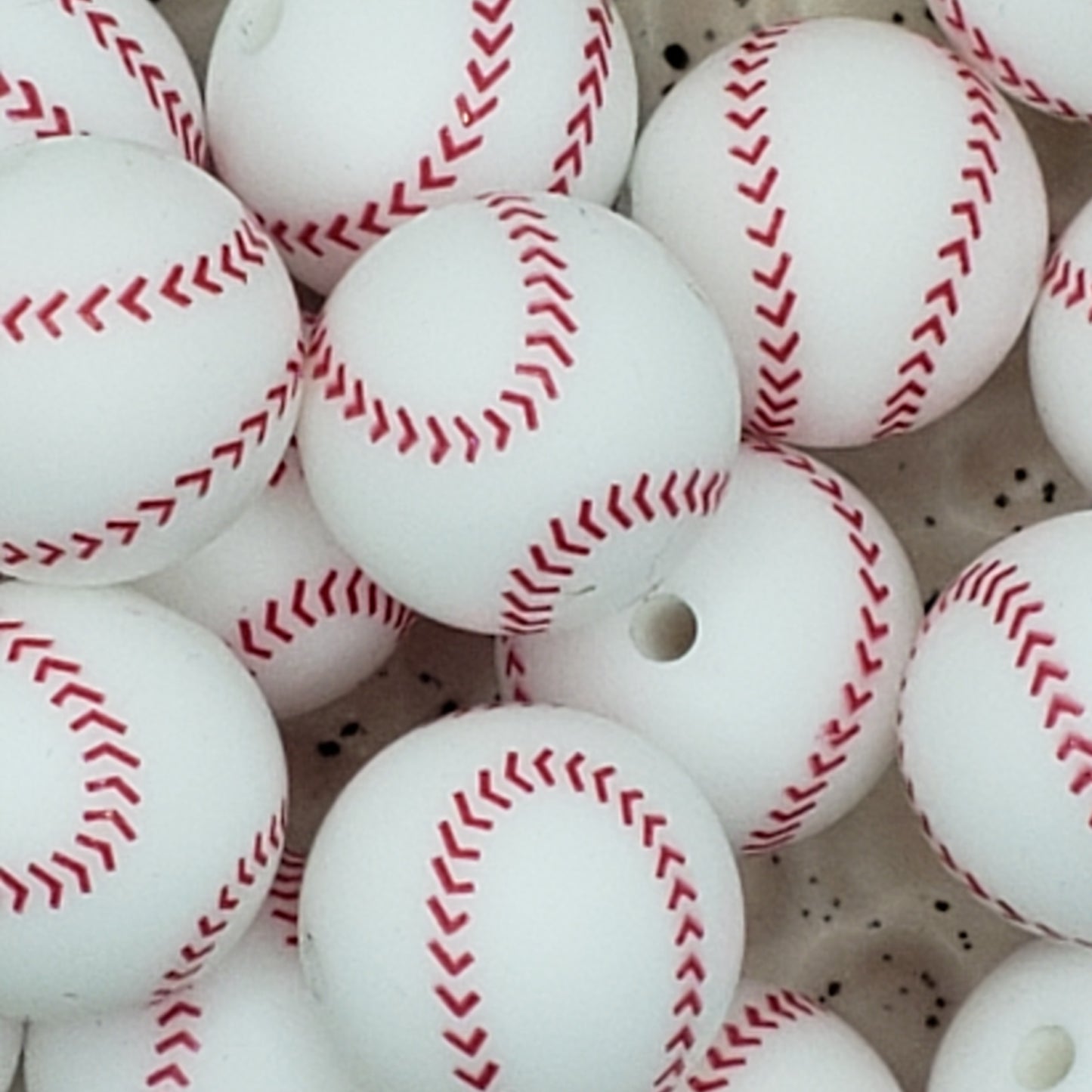 15mm Printed Baseball Silicone Bead