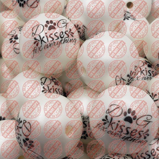 20mm Printed Acrylic Dog Kisses Fix Everything Bead - Exclusive