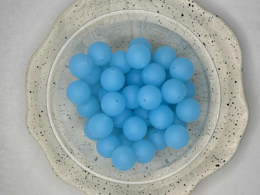 15mm Solid Transparent Blue Silicone Bead