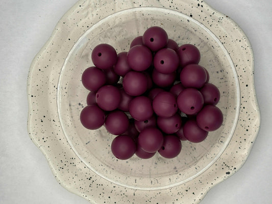 15mm Solid Red Wine Silicone Bead