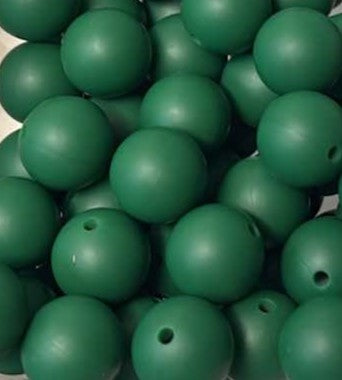 15mm Solid Dim Green Silicone Bead