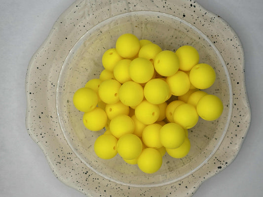 15mm Solid Bright Yellow Silicone Bead