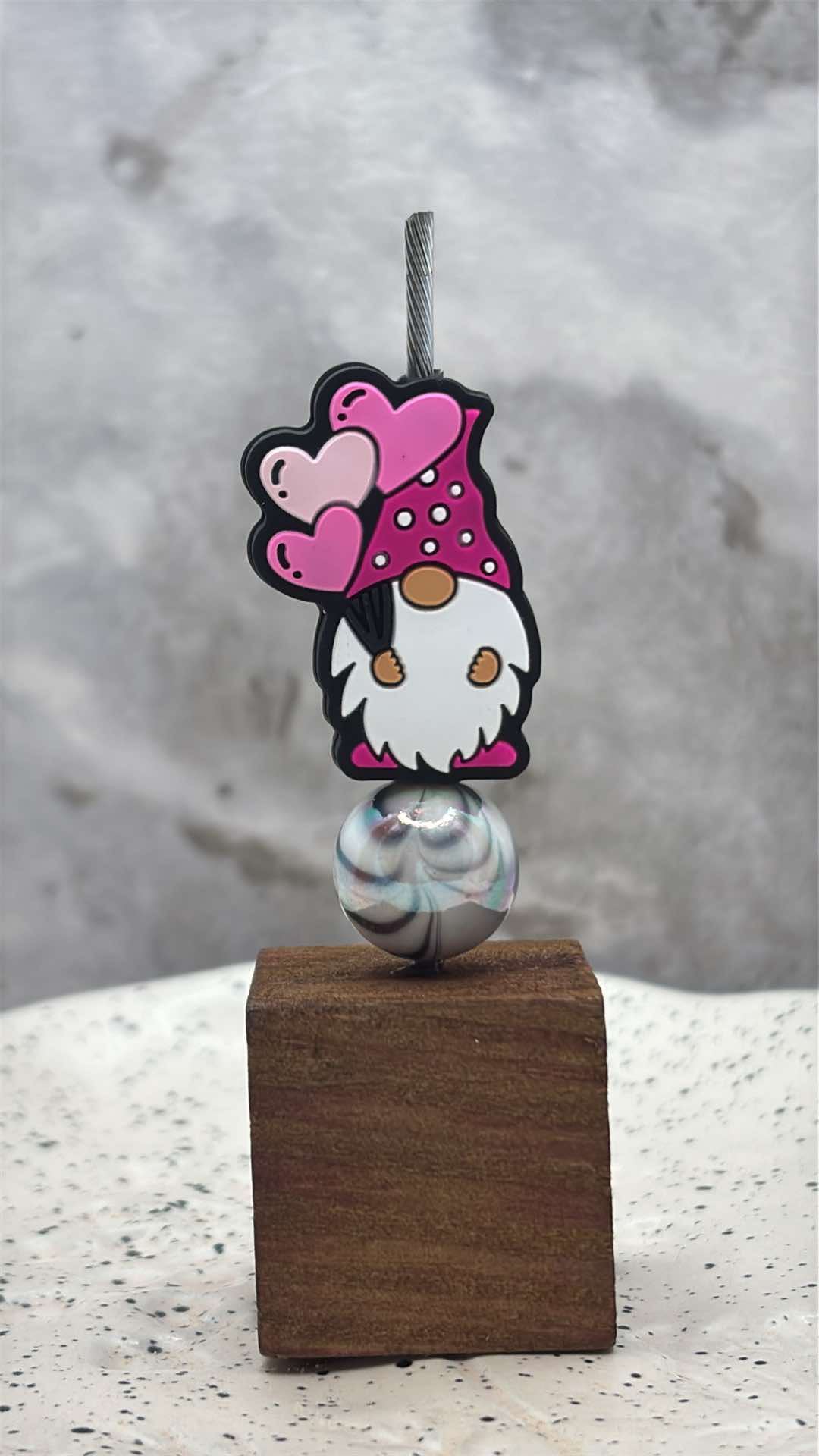 Mystical - Gnome with Balloons Valentine Pink Silicone Focal