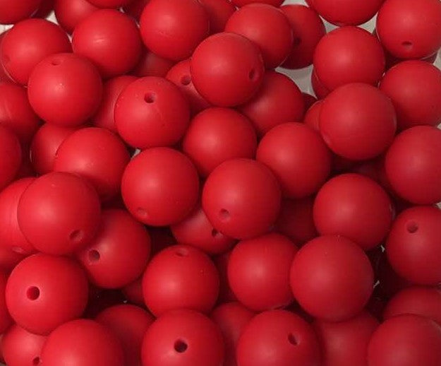 15mm Solid Christmas Red Silicone Bead