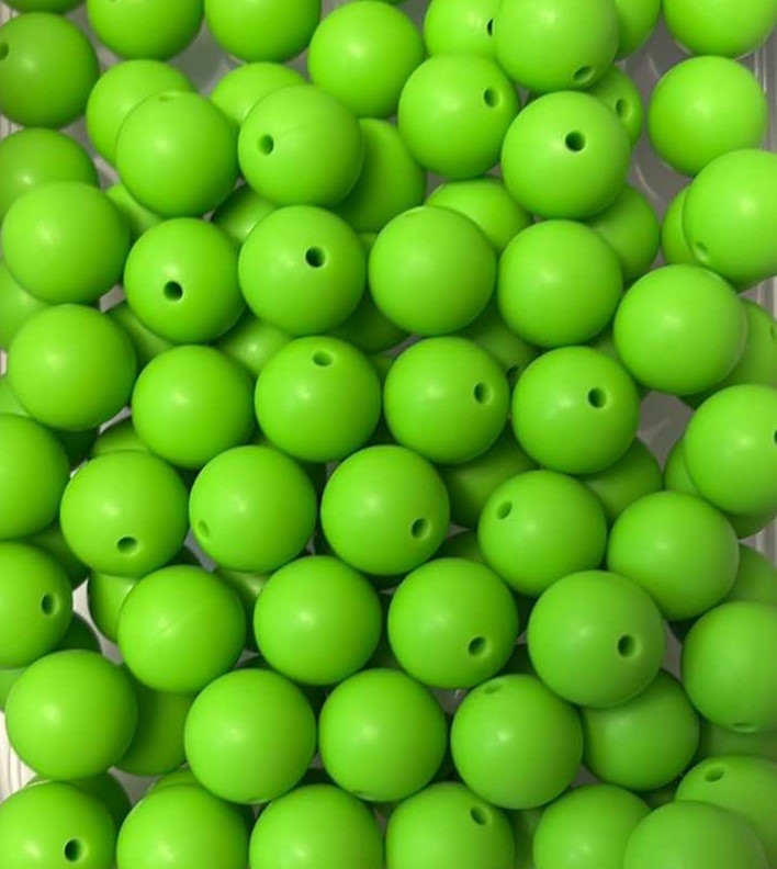 15mm Solid Willow Green Silicone Bead