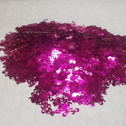 Glitter Breast Cancer Raspberry Ribbon - 1oz