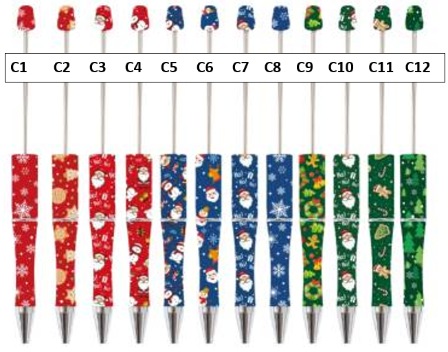 Beadable - Printed Pens Christmas - Black Ink