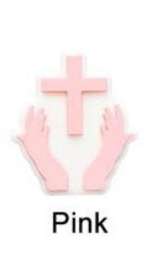 Faith - Cross in Hands Pink Silicone Focal