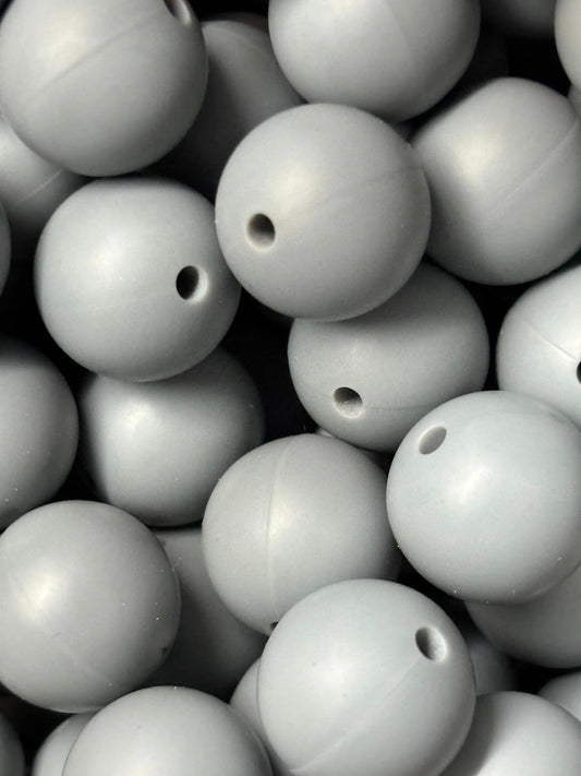 15mm Solid Gray Dim Silicone Bead