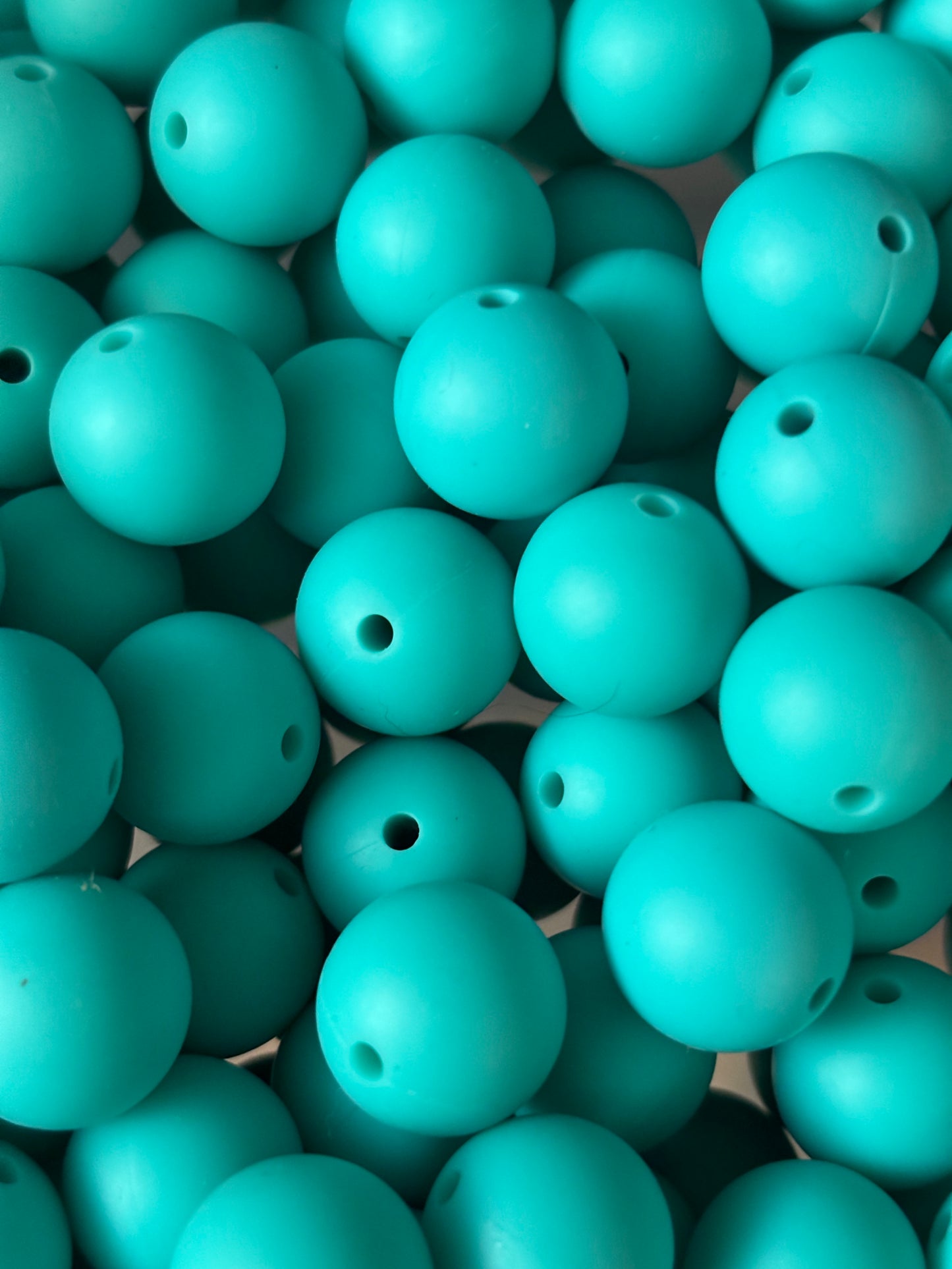 15mm Solid Teal Silicone Bead  - Alphabet Match