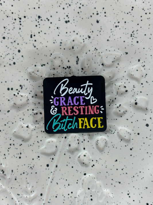 Saying - Resting Bitch Face Silicone Focal - Bead Sister Exclusive