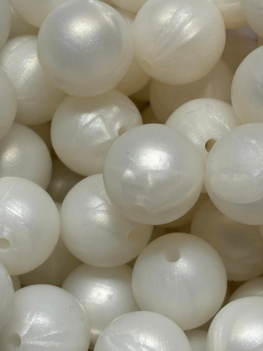 15mm Solid White Opal Silicone Bead