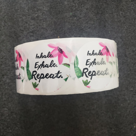 Sticker Inhale, Exhale, Repeat 500Pcs / 1.5 Inch