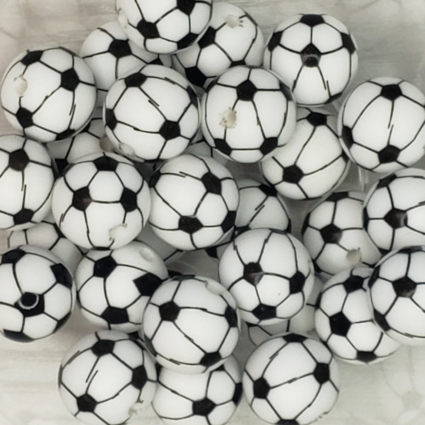 15mm Printed Soccer Silicone Bead