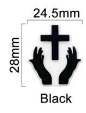 Faith - Cross in Hands Black Silicone Focal